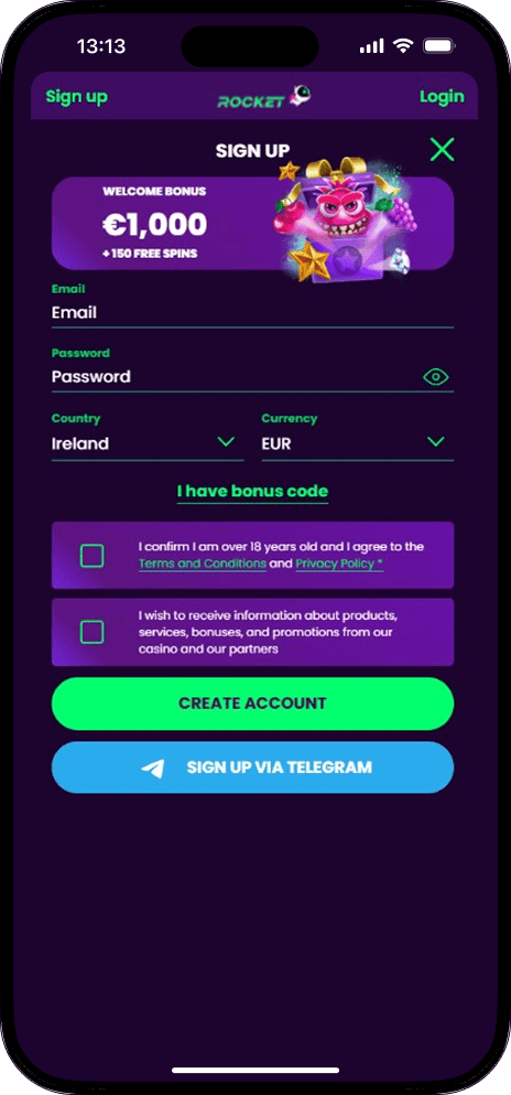 CasinoRocket Register